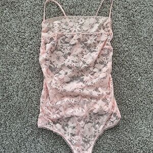 Victoria's Secret Pink Lace Floral Bodysuit